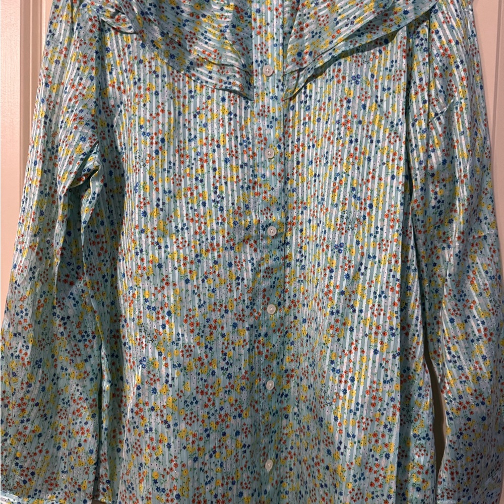 J. Crew Blue and Yellow Floral Shirt